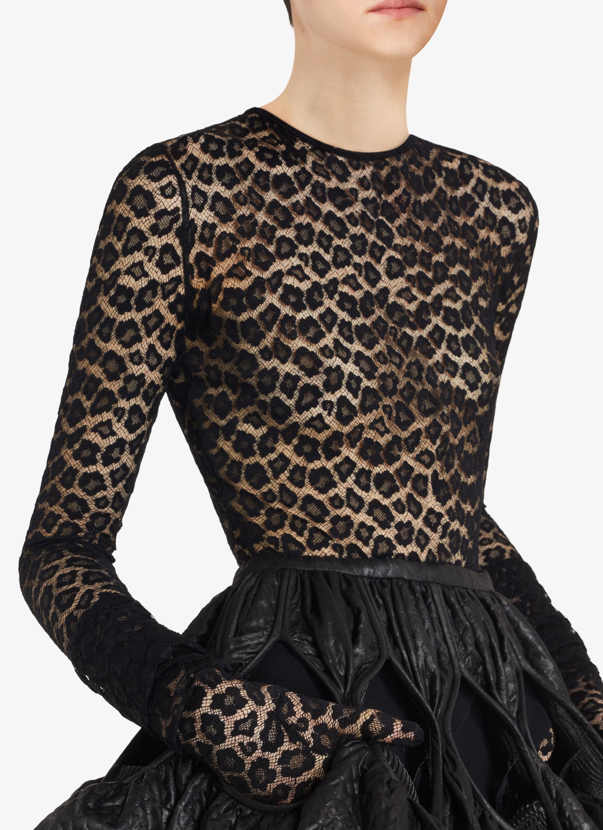 Leopard print lace jumpsuit - Black Alaïa