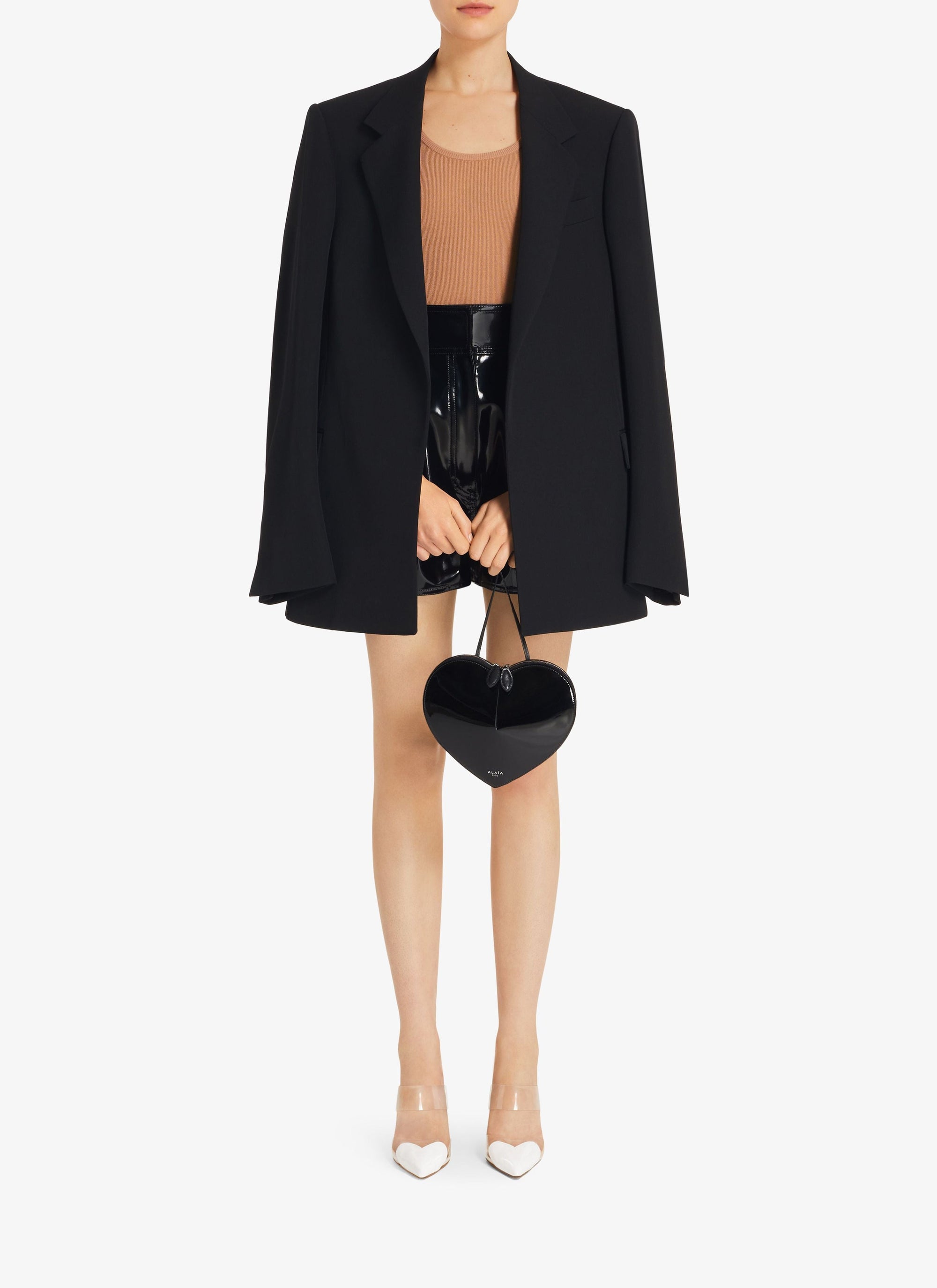Short taille haute en vinyle - Noir Alaïa