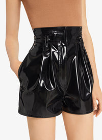 Short taille haute en vinyle - Noir Alaïa
