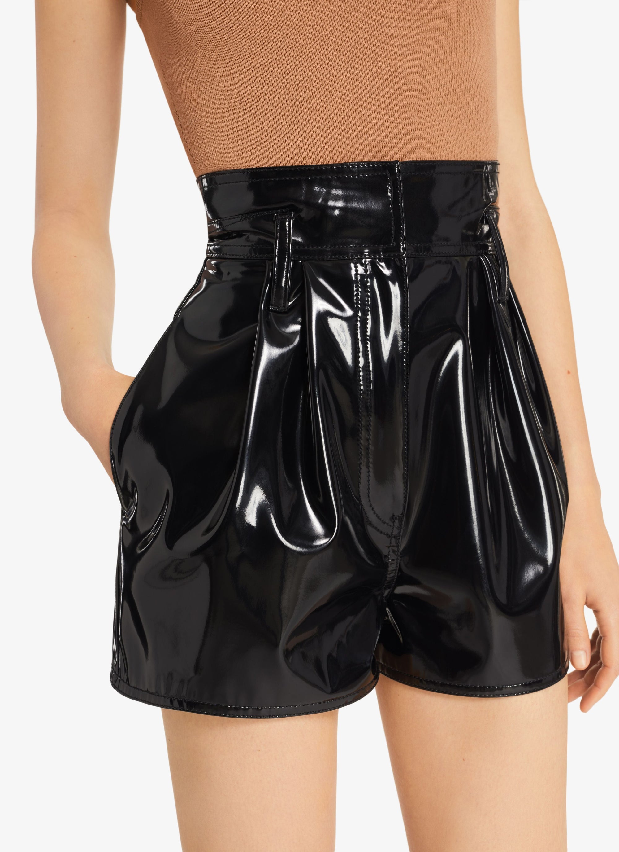Short taille haute en vinyle - Noir Alaïa