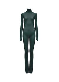 Fluid wool jumpsuit - Dark green