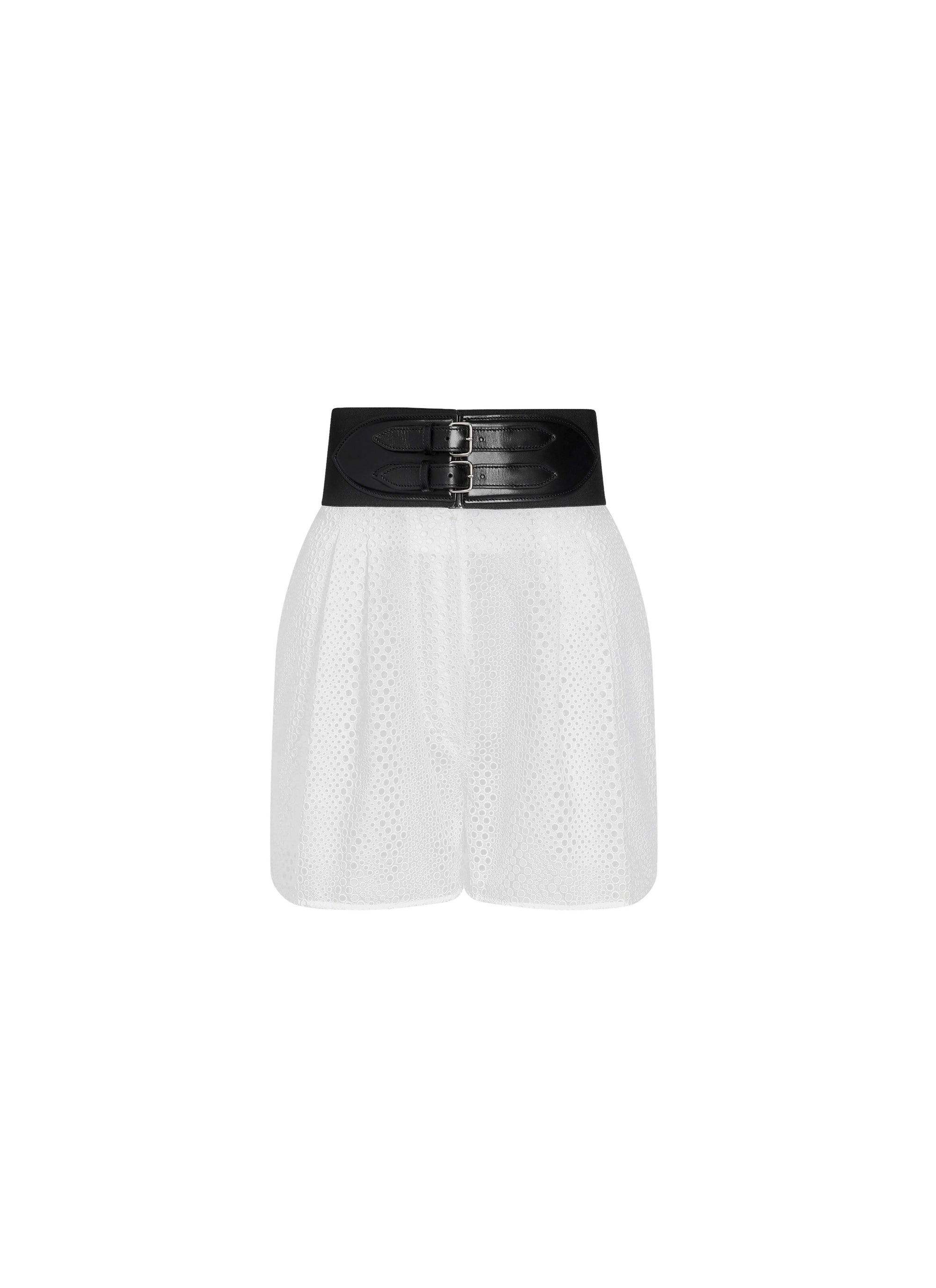 Short à broderie vague - Blanc