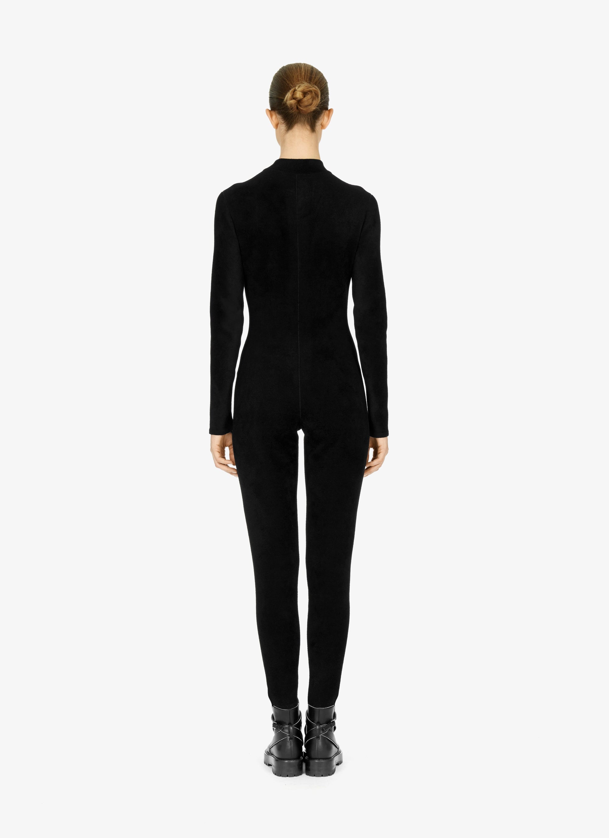 Wool blend zip-up jumpsuit - Black