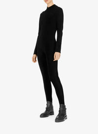 Wool blend zip-up jumpsuit - Black