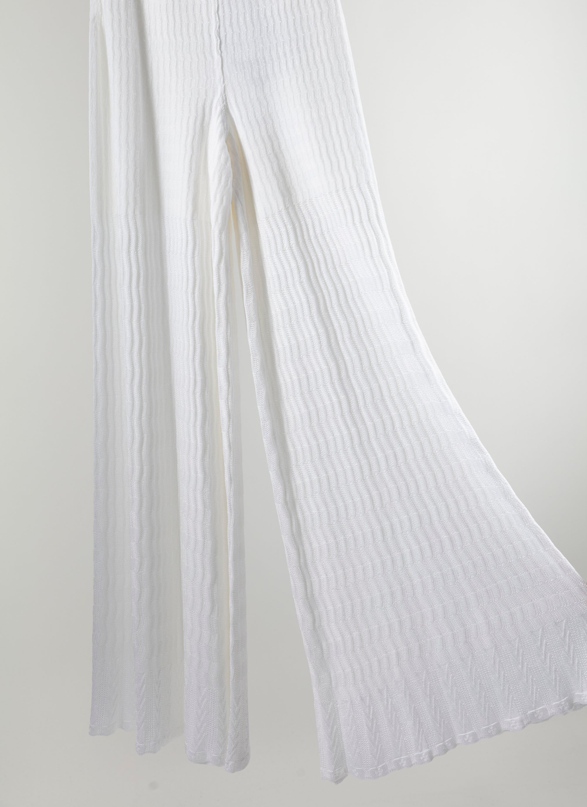 Pantalon fluide en maille côtelée - Blanc