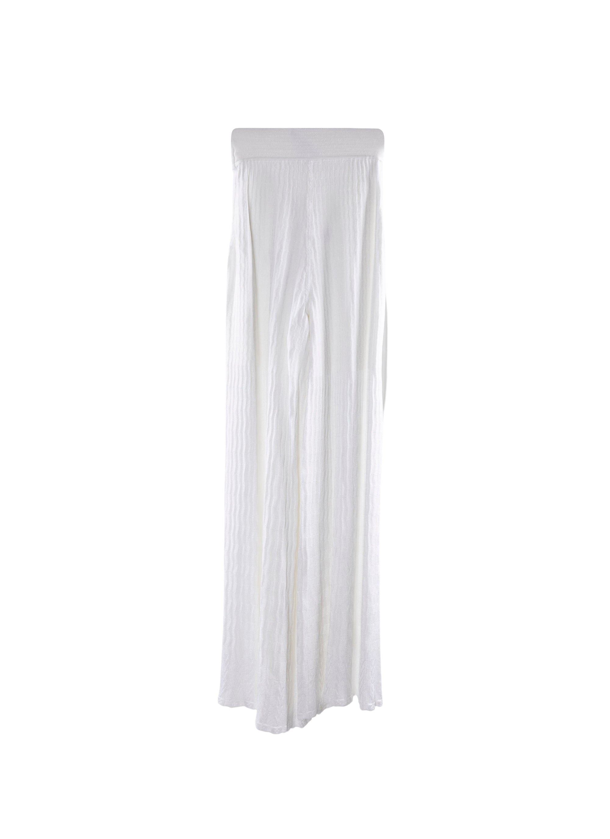 Pantalon fluide en maille côtelée - Blanc
