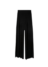 Pantalon fluide en maille côtelée - Noir