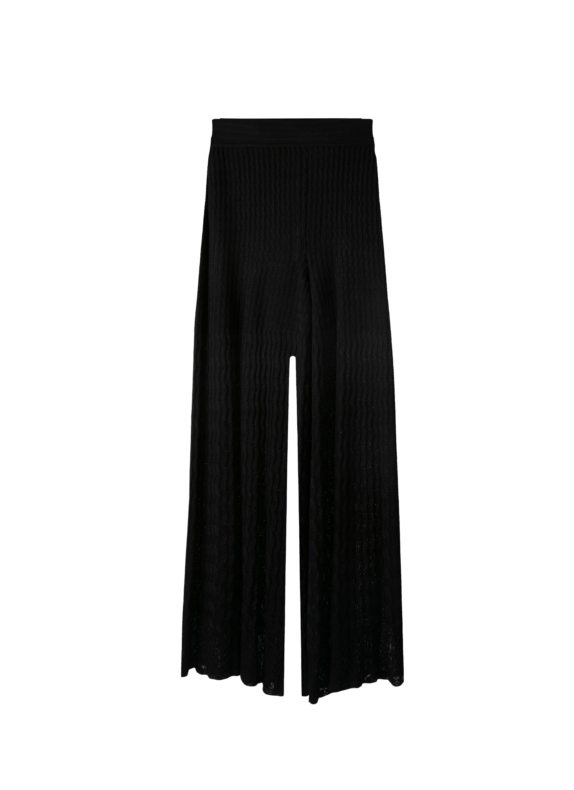 Pantalon fluide en maille côtelée - Noir