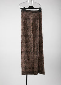 Printed wide-leg trousers with contrasting edges - Flesh & Black