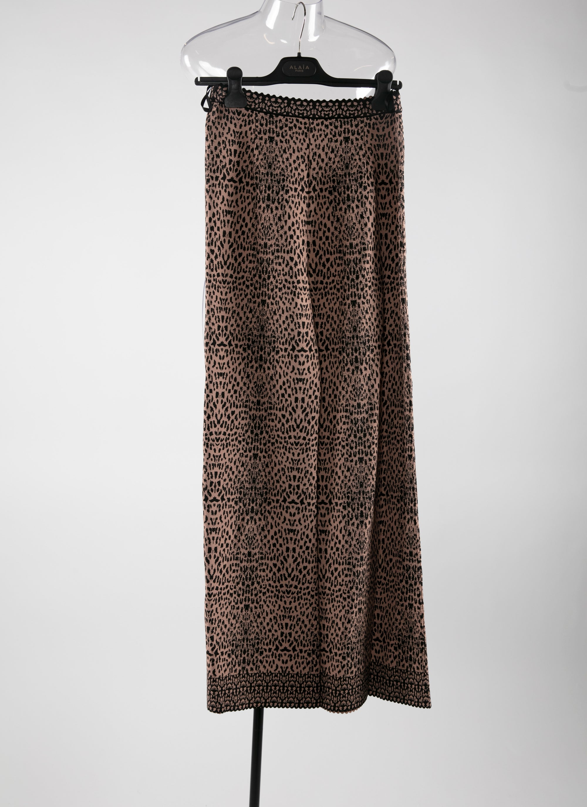 Printed wide-leg trousers with contrasting edges - Flesh & Black