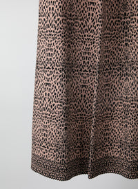 Printed wide-leg trousers with contrasting edges - Flesh & Black