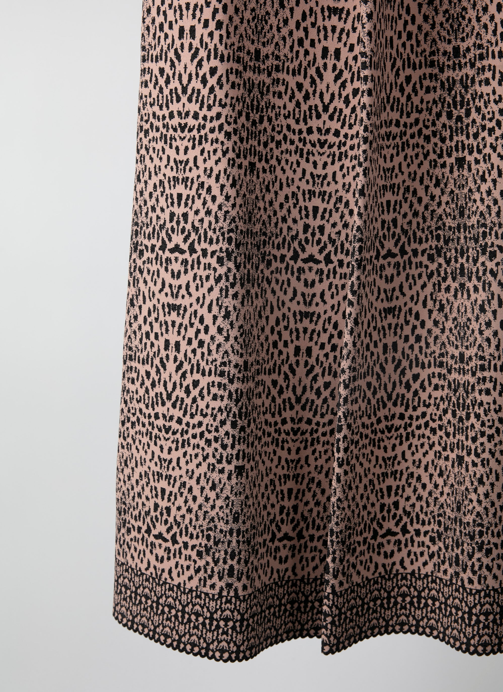 Printed wide-leg trousers with contrasting edges - Flesh & Black
