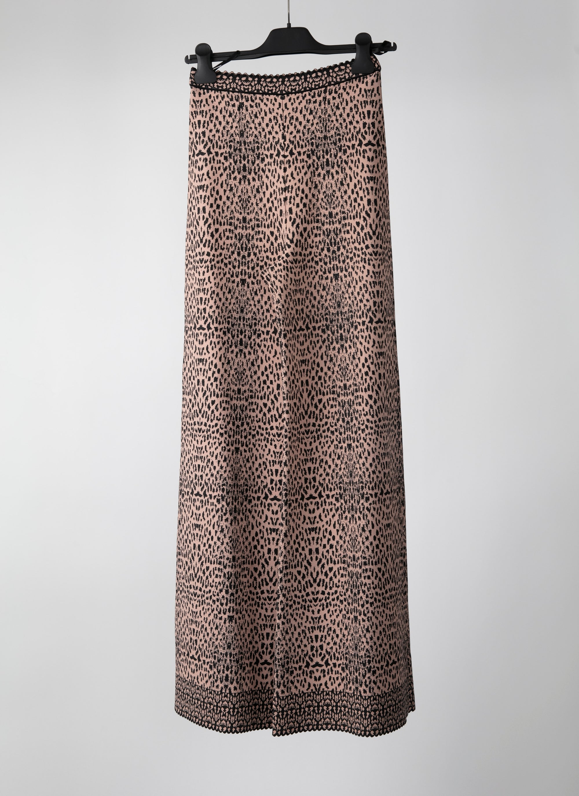 Printed wide-leg trousers with contrasting edges - Flesh & Black