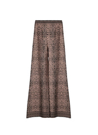 Printed wide-leg trousers with contrasting edges - Flesh & Black
