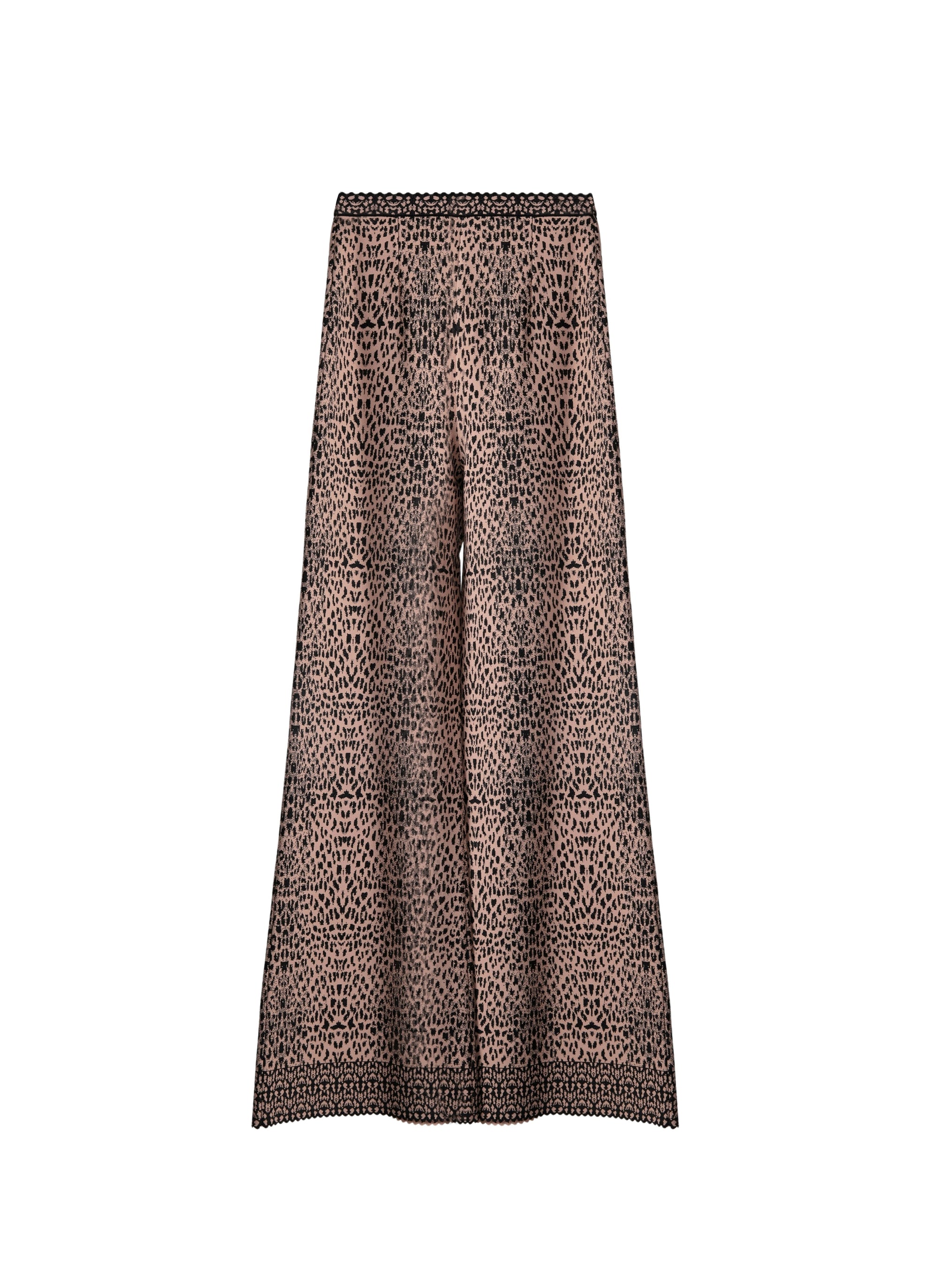 Printed wide-leg trousers with contrasting edges - Flesh & Black
