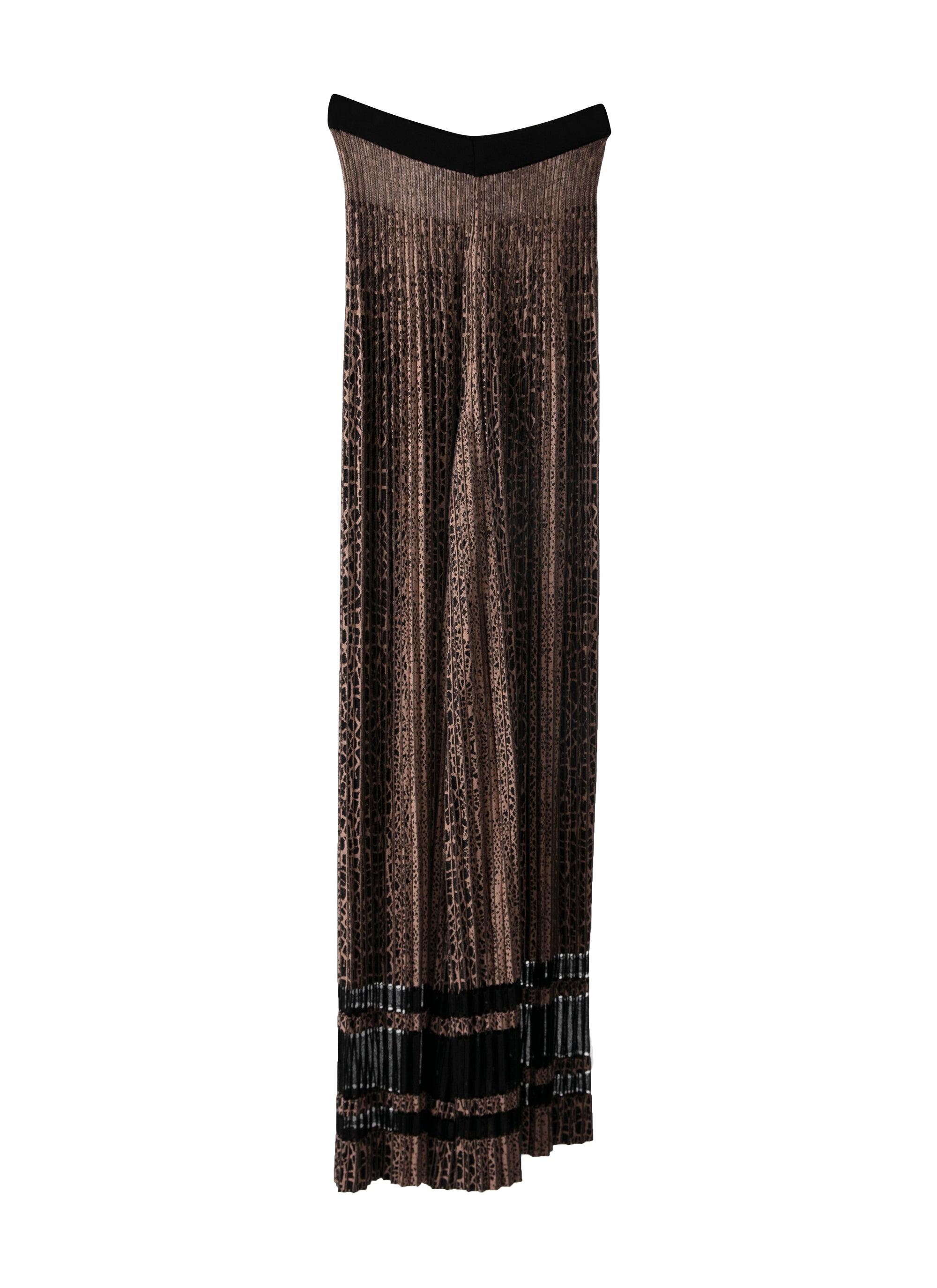 Animal print pleated wide leg trousers - Black & Flesh