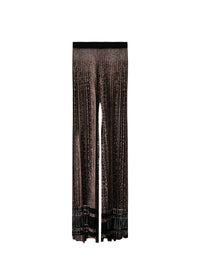 Animal print pleated wide leg trousers - Black & Flesh