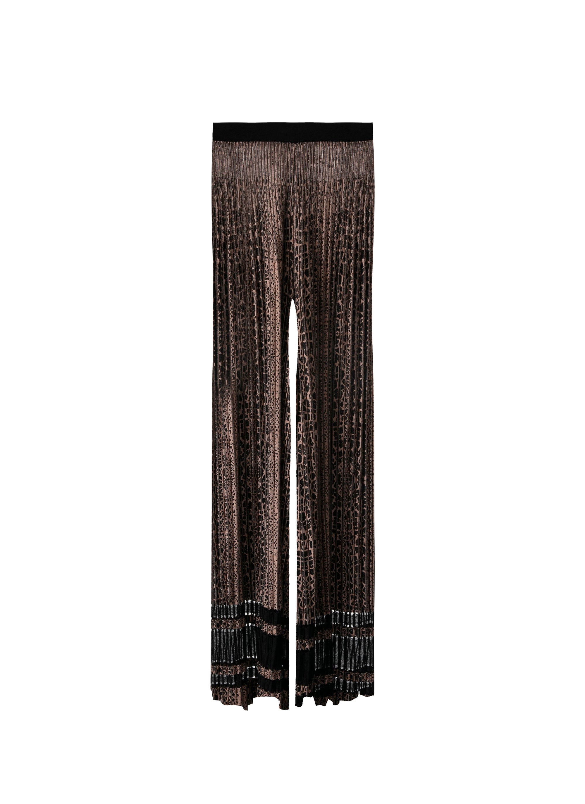 Animal print pleated wide leg trousers - Black & Flesh