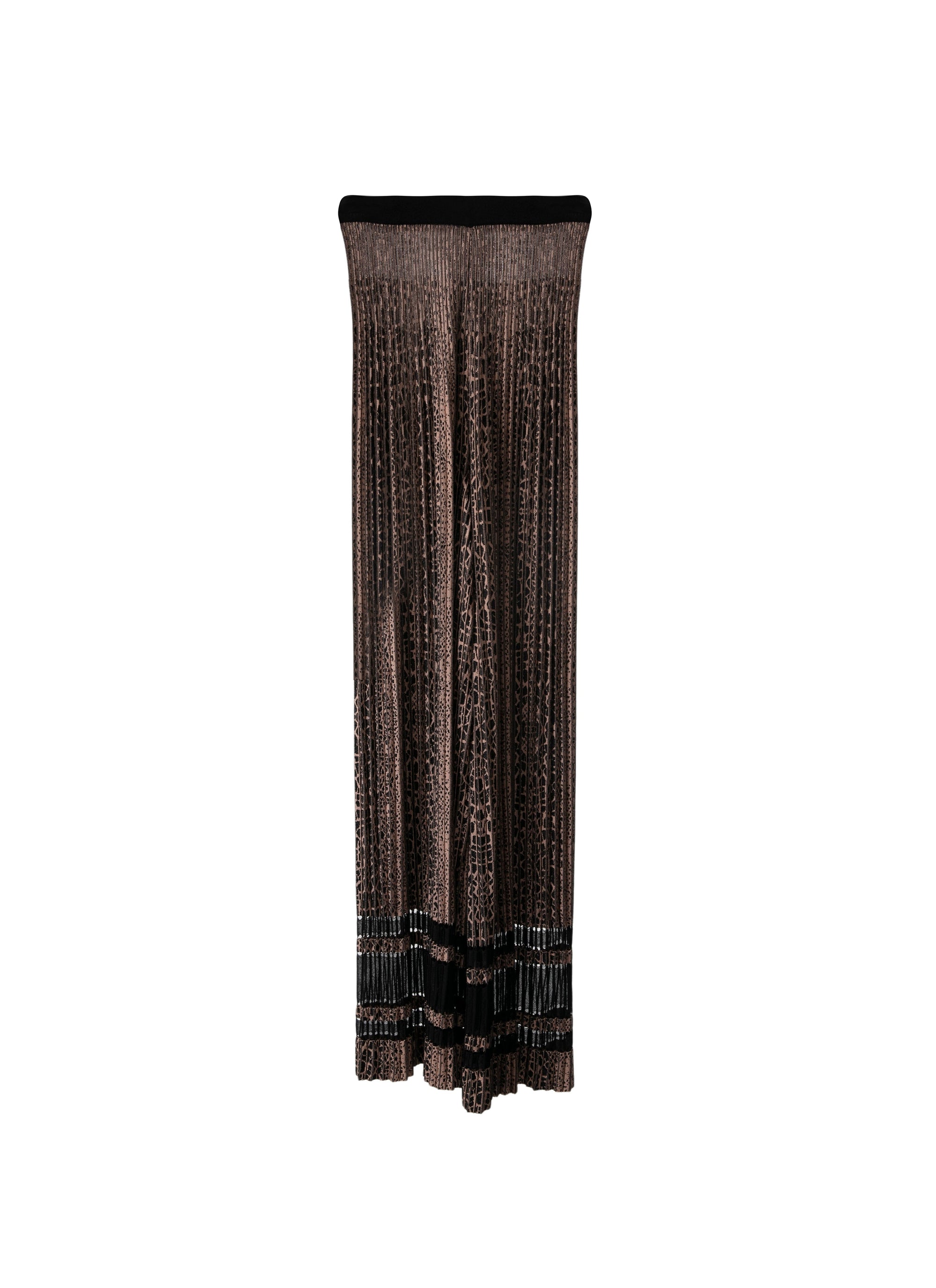 Animal print pleated wide leg trousers - Black & Flesh