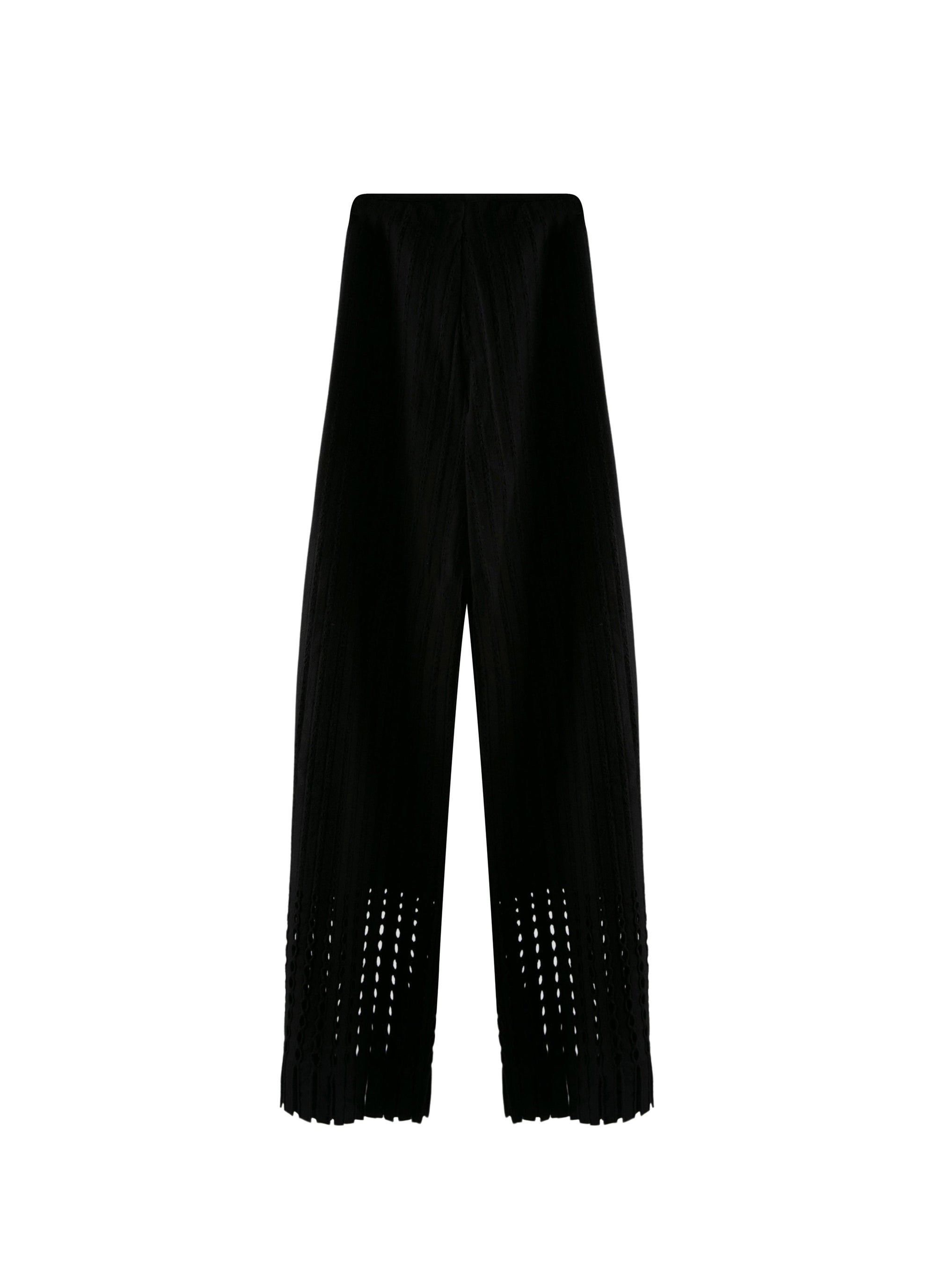 Pantalon frange en laine - Noir