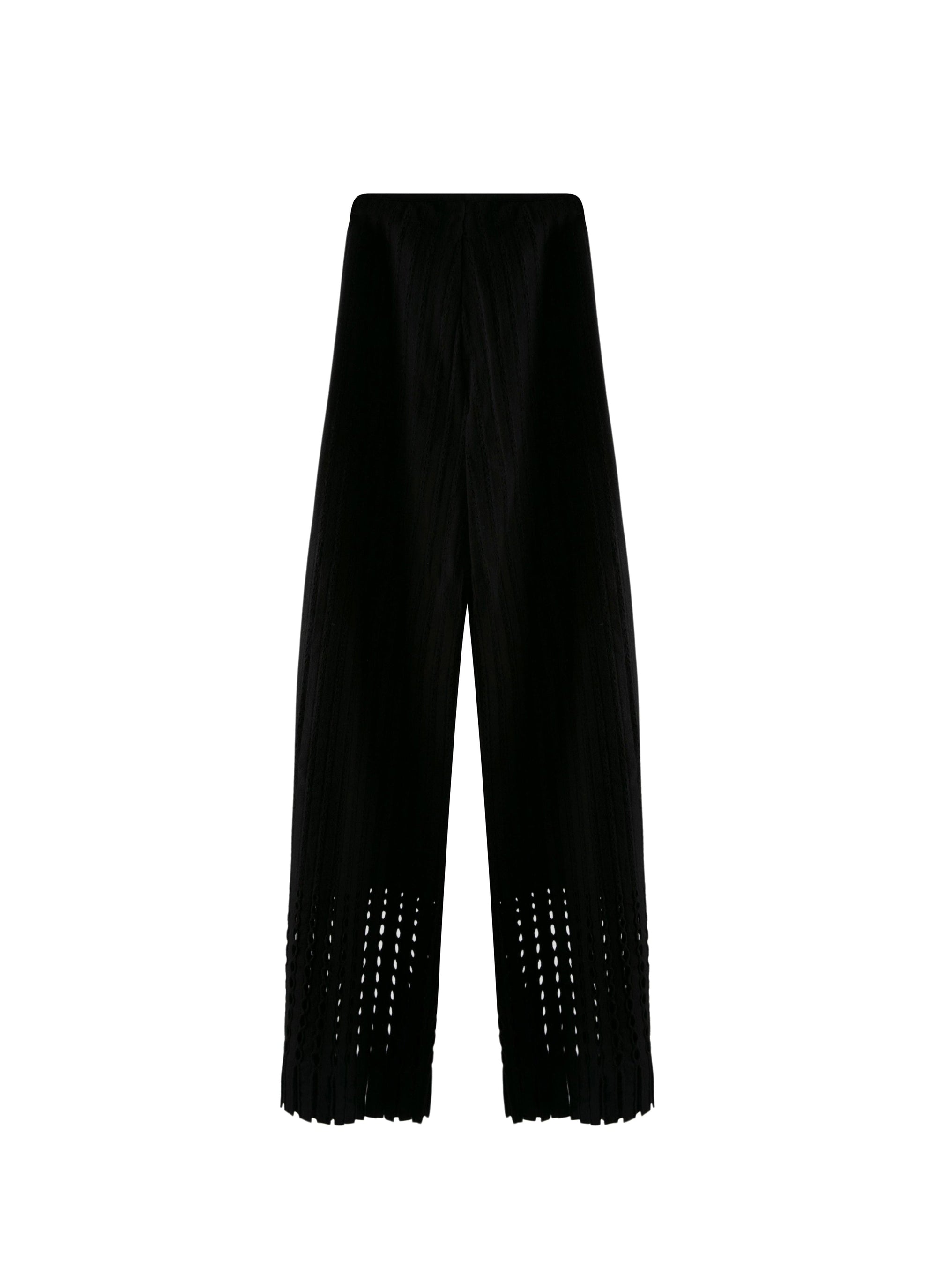 Pantalon frange en laine - Noir