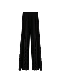 Pantalon large fluide à relief - Noir