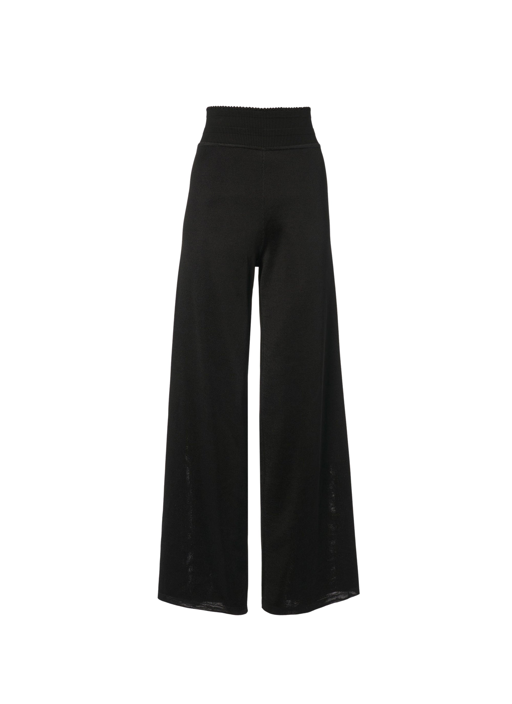 High waist palazzo trousers - Black intense