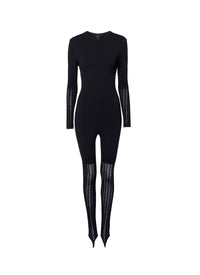 Combinaison manches longues détails transparents - Noir Alaïa