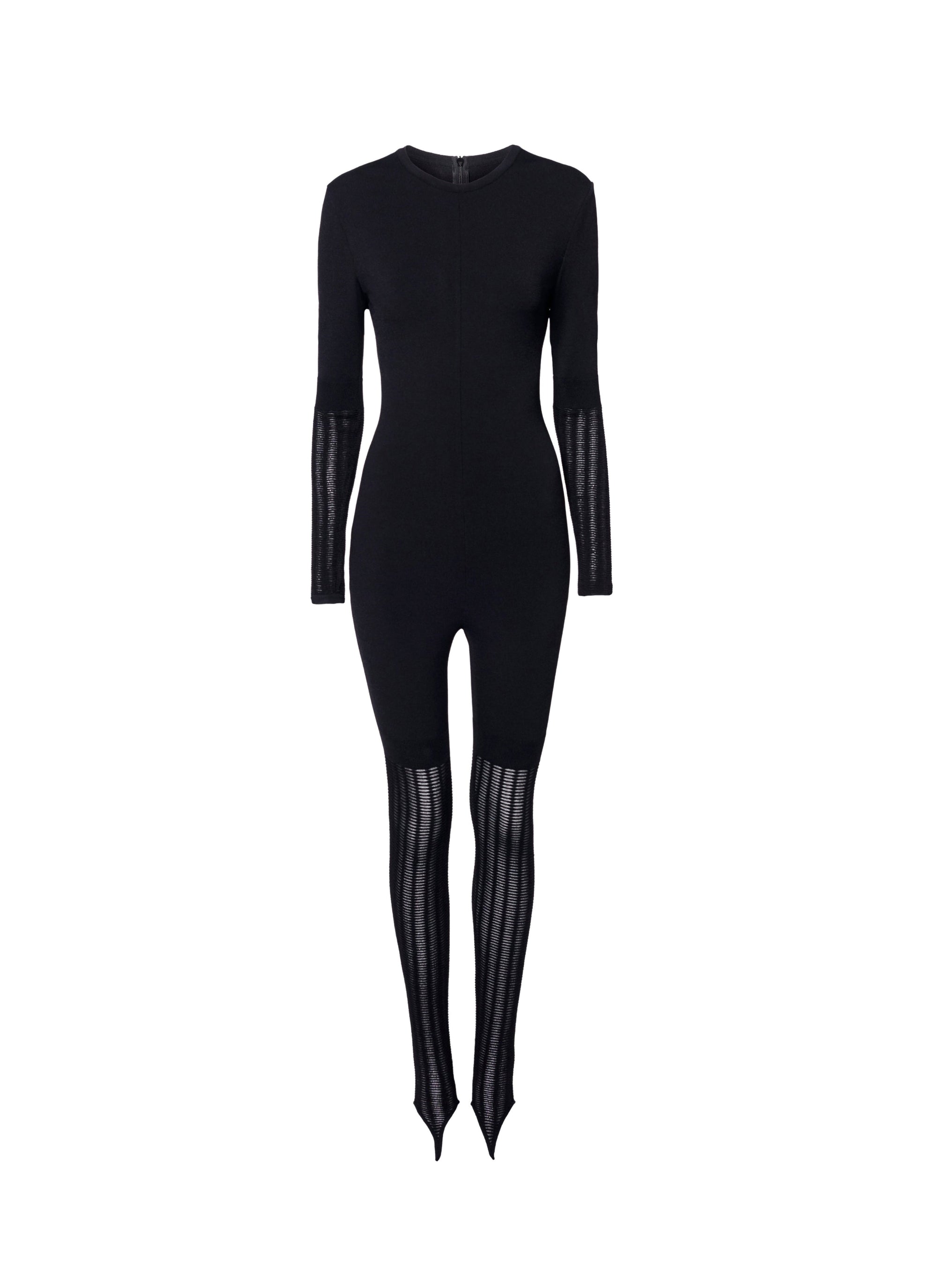 Combinaison manches longues détails transparents - Noir Alaïa