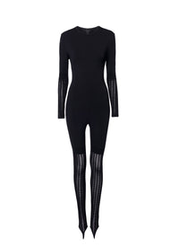 Combinaison manches longues détails transparents - Noir Alaia