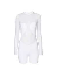 Short silk blend jumpsuit - White