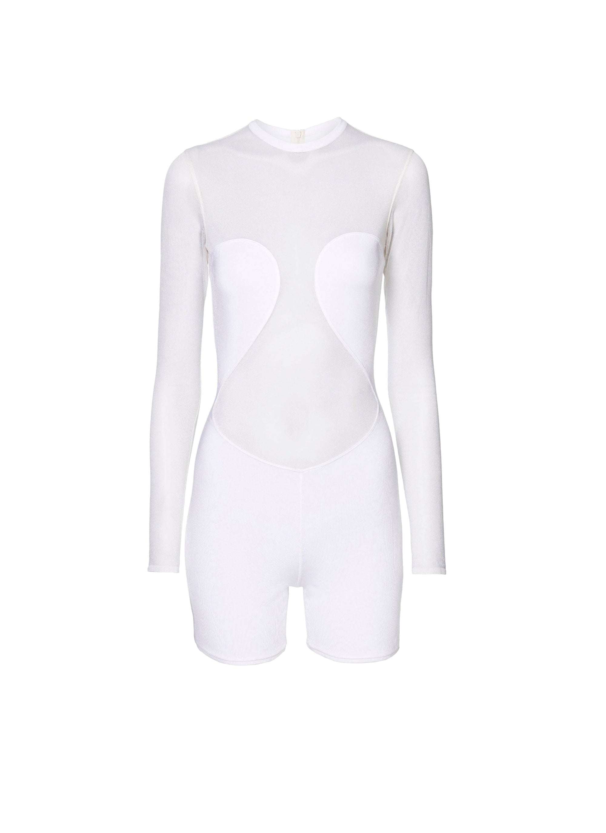 Short silk blend jumpsuit - White
