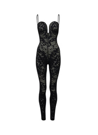 Combinaison Cœur en dentelle - Noir Alaïa