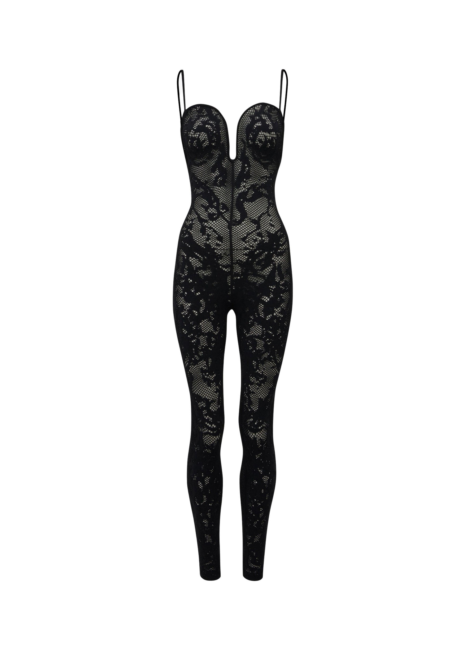 Combinaison Cœur en dentelle - Noir Alaïa
