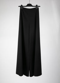 Structured high-waisted wool trousers - Black intense