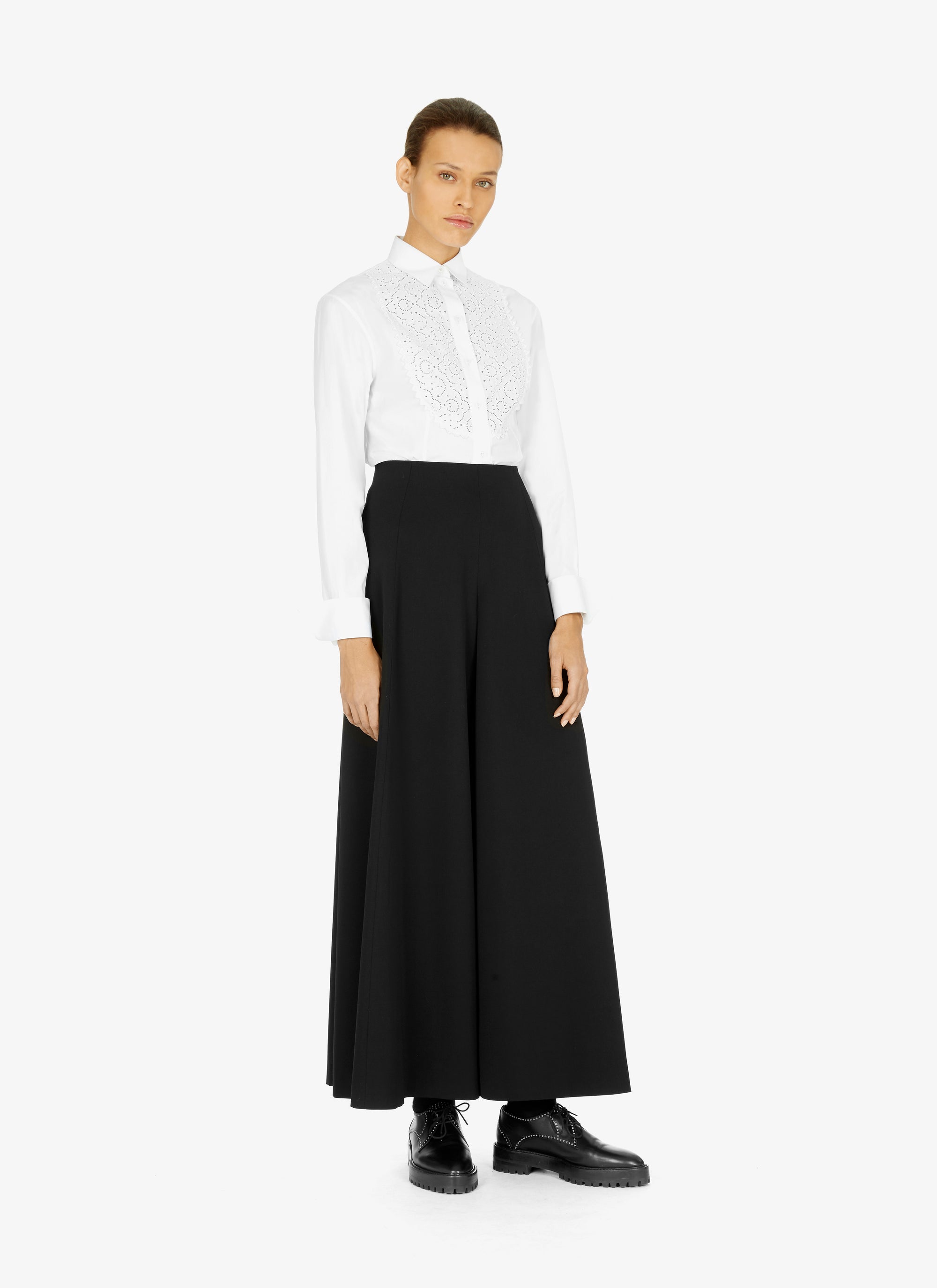 Structured high waist wool trousers - Black