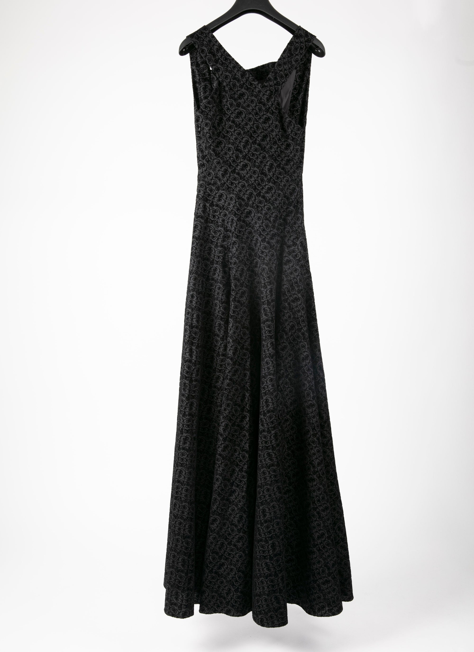 Robe longue évasée à imprimé graphique en laine - Noir