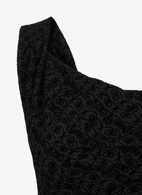 Robe longue évasée à imprimé graphique en laine - Noir