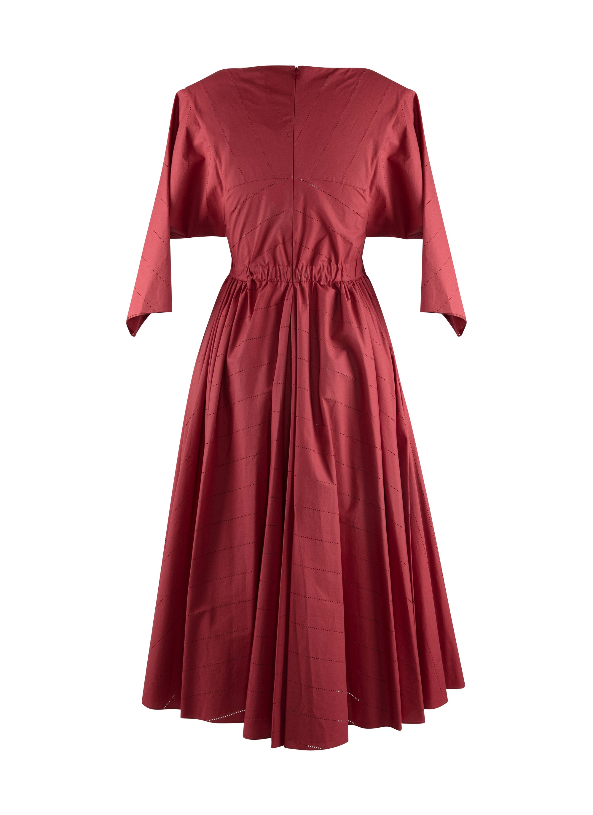 Robe à manches 3/4 évasée et ajourée - Madras