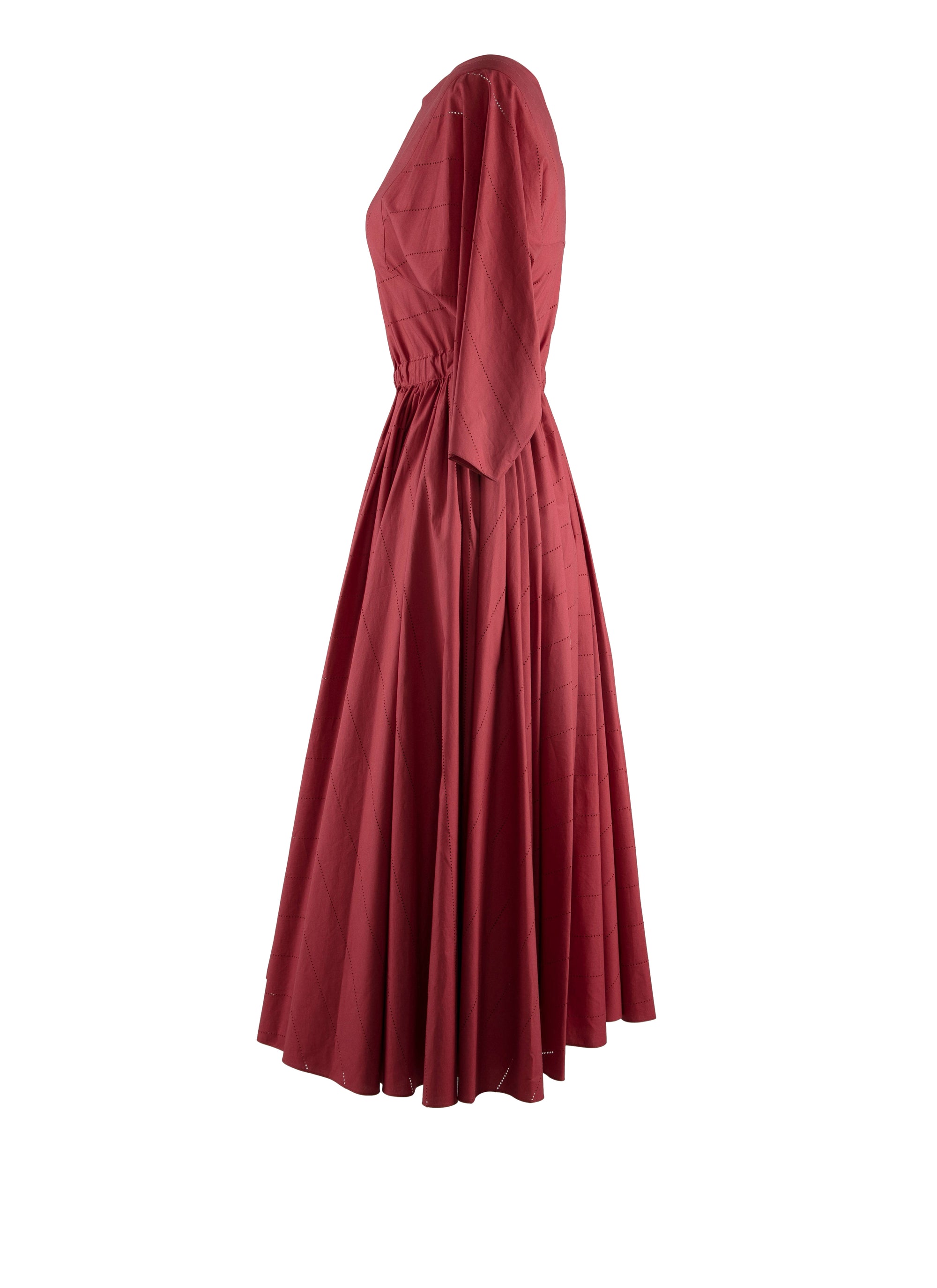 Robe à manches 3/4 évasée et ajourée - Madras
