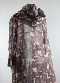 Sheer flowing dress with hood - Chair & Beige
