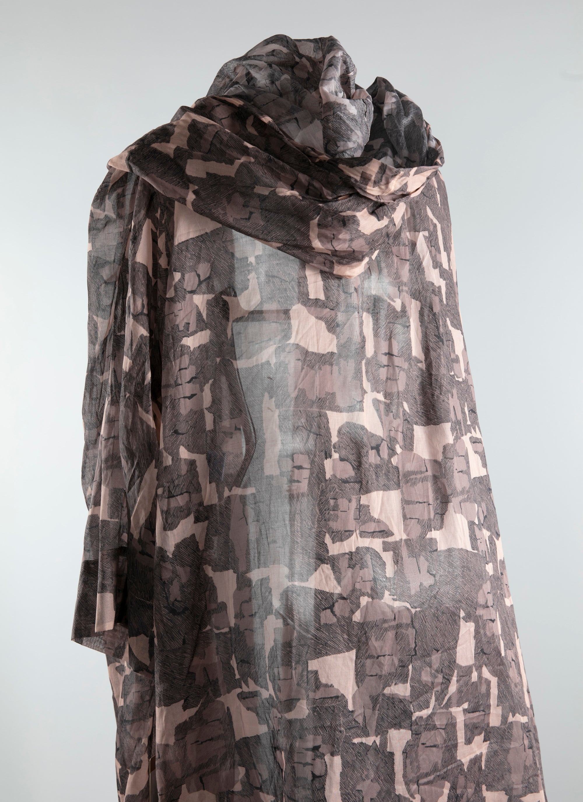 Sheer flowing dress with hood - Chair & Beige