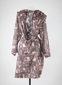 Sheer flowing dress with hood - Chair & Beige
