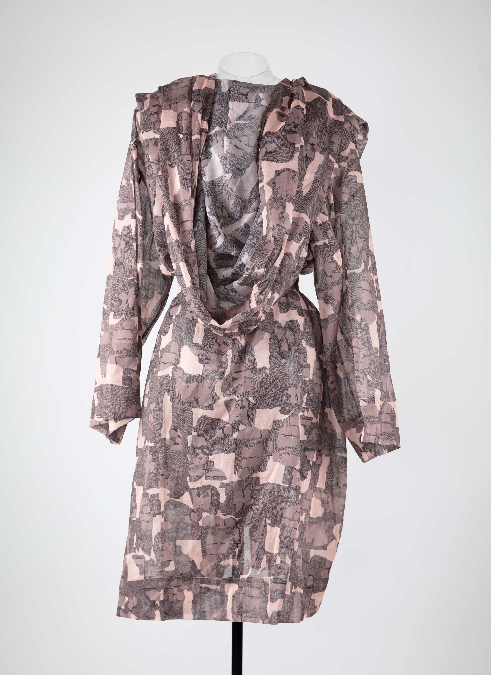 Sheer flowing dress with hood - Chair & Beige
