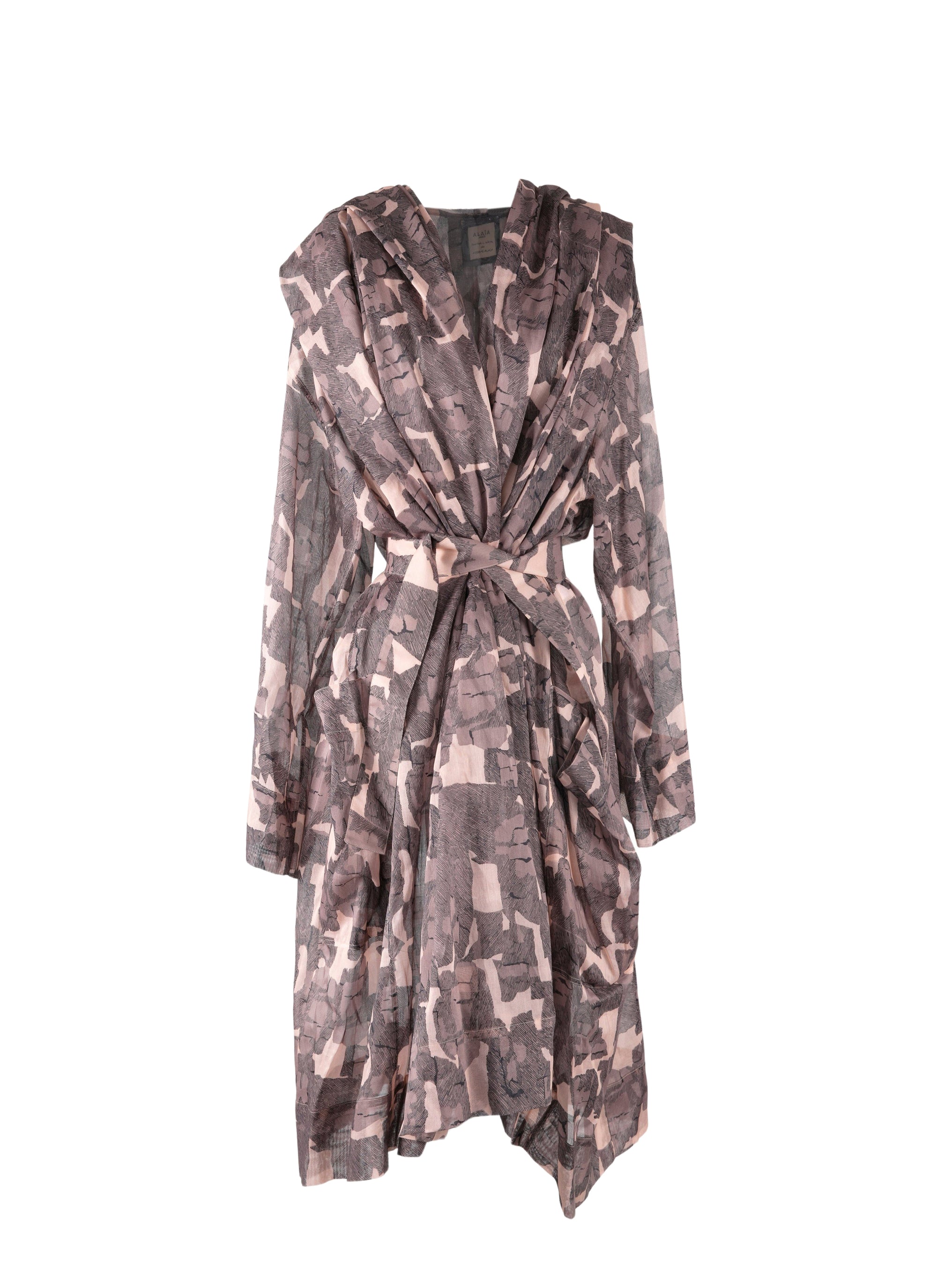 Sheer flowing dress with hood - Chair & Beige