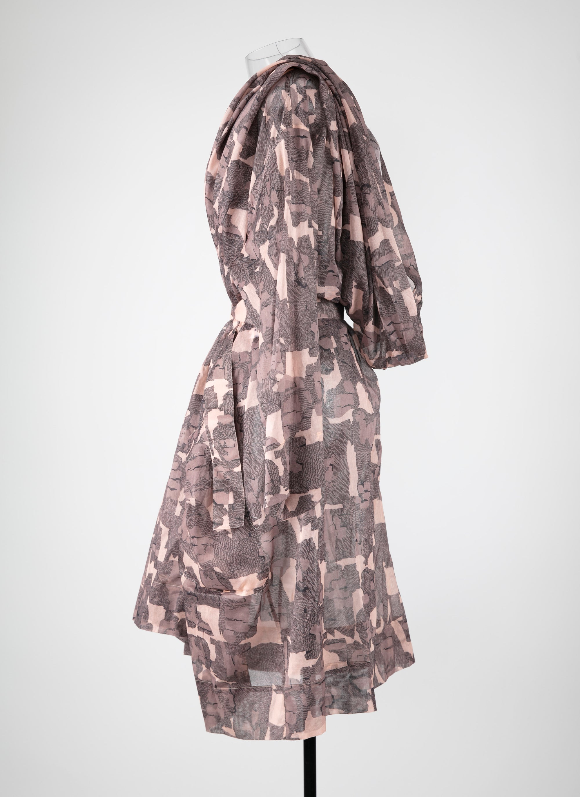 Sheer flowing dress with hood - Chair & Beige