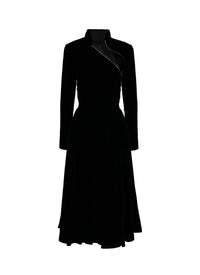 Robe longue fluide en velours - Noir