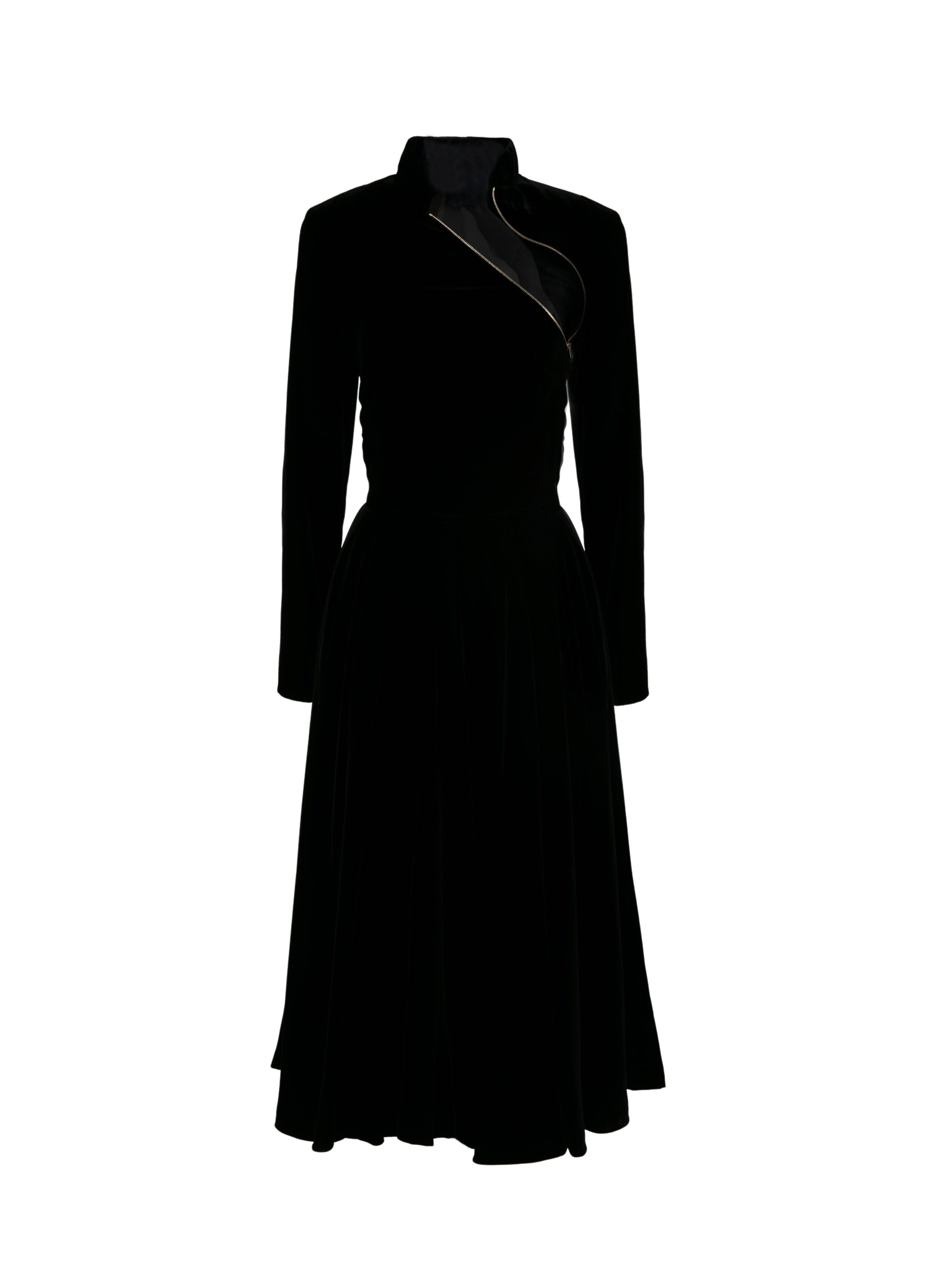 Robe longue fluide en velours - Noir