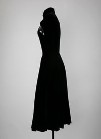 Robe longue fluide en velours - Noir