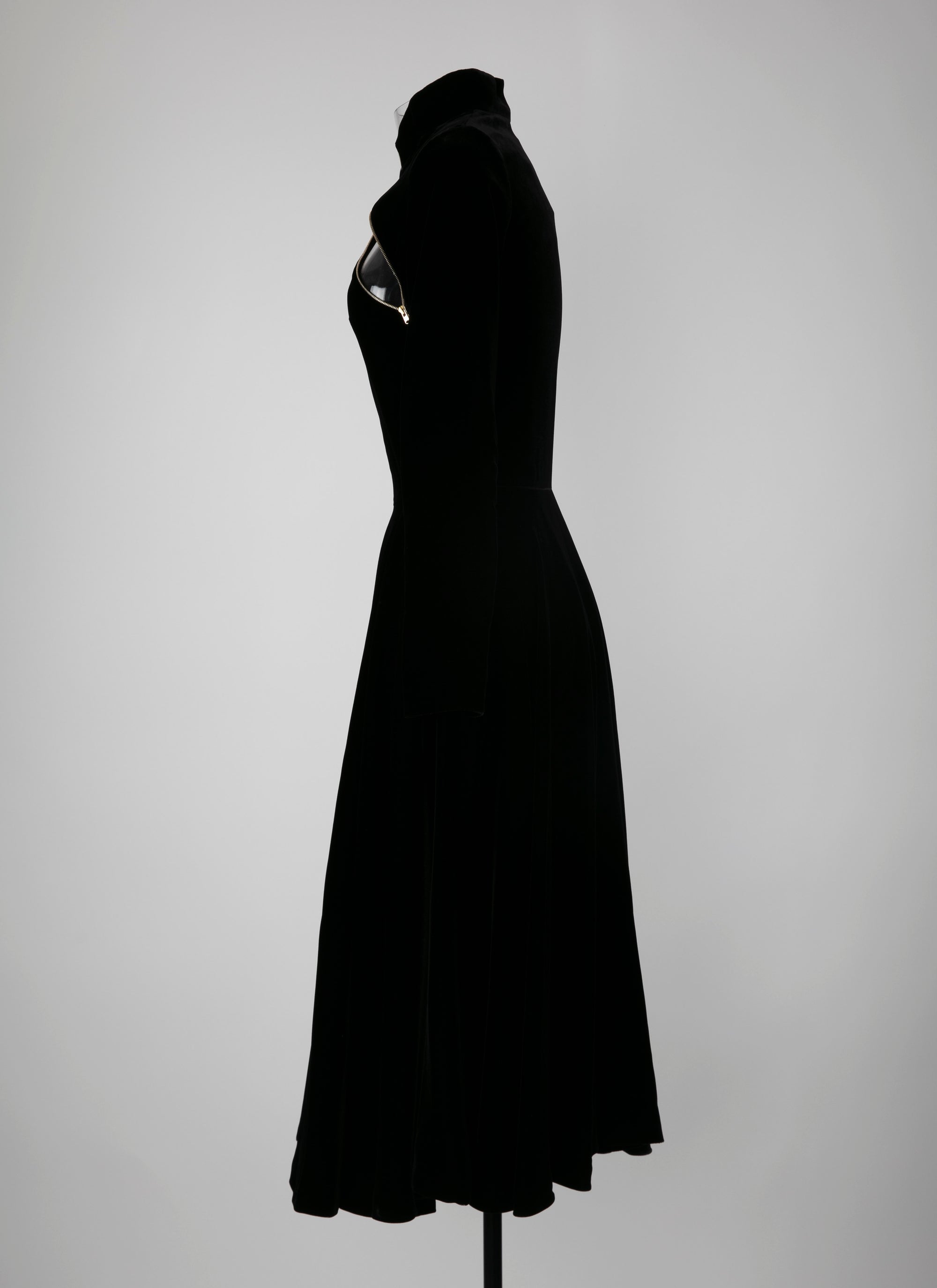 Robe longue fluide en velours - Noir